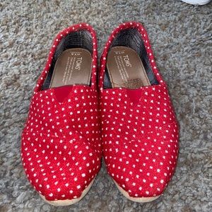 Red polka dot Toms - size 7.5